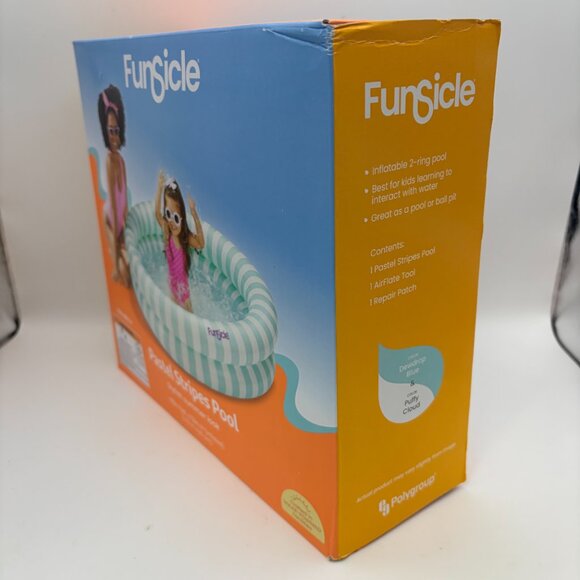 FunSicle Pastel Stripes Inflatable Kiddie Pool 4FT Kids Splash Pool Ages 2+ - Picture 5 of 8